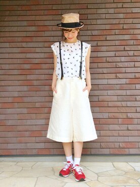 「HELIOPOLE（エリオポール）のアイテム」を使った、山口真帆さん（レディース・161cm）の夏コーディネート