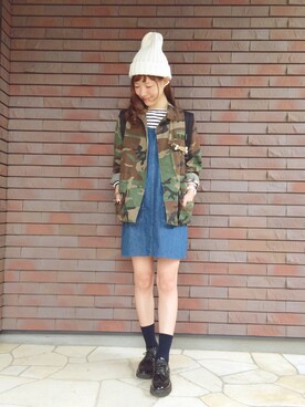 「ticog（ティコグ）のアイテム（ジャケット/アウター）」を使った、山口真帆さん（レディース・161cm）の秋コーディネート