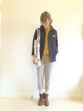「HELIOPOLE（エリオポール）のアイテム（パンツ）」を使った、山口真帆さん（レディース・161cm）の冬コーディネート