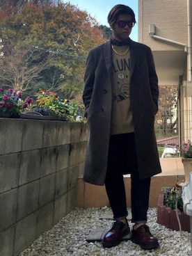 「オリーブ」｜「アイテム（その他シューズ）」を使った、Masa Inagakiさん（メンズ・166cm）の冬コーディネート