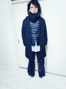 「ペインターパンツ」｜「アイテム（ステンカラーコート）」を使った、たっくんさん（メンズ・173cm）の冬コーディネート
