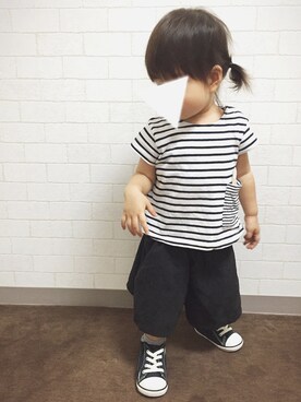 「ZARA（ザラ）のアイテム（トップス、ホワイト系）」を使った、Ｓeｒa◡̈♥︎さん（キッズ・90cm）の秋コーディネート