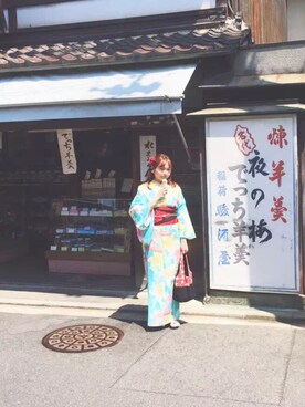 「レンタルのアイテム（その他、ブルー系）」を使った、shawbohrさん（レディース・164cm）の夏コーディネート
