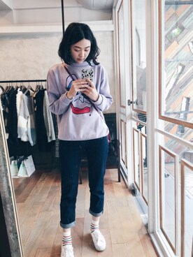 「SUPERGA（スペルガ）のアイテム（シューズ）」を使った、Red-Chingさん（レディース・173cm）の冬コーディネート