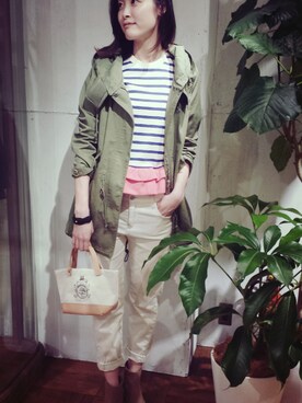 「ADAM ET ROPE'（アダムエロペ）のアイテム（モッズコート）」を使った、Jiroさん（レディース・168cm）の冬コーディネート