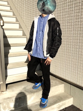 「Simplicite（サンプリシテ）のアイテム（トップス）」を使った、鈴木たま蔵さん（メンズ・175cm）の秋コーディネート