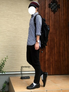 「TOPMAN（トップマン）のアイテム（帽子）」を使った、masaさん（メンズ・171cm）の秋コーディネート