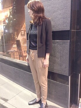 「美容師」｜「アイテム（ノーカラージャケット）」を使った、muramotoさん（レディース・167cm）の秋コーディネート