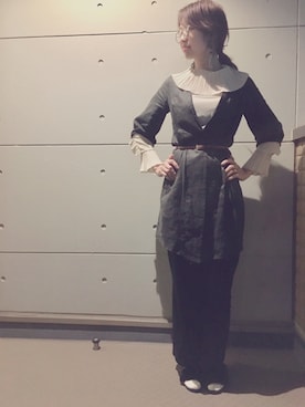 「handmade」｜「アイテム（ノーカラージャケット）」を使った、muramotoさん（レディース・167cm）の秋コーディネート