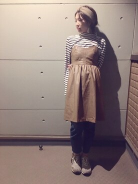 「VINTAGE（ヴィンテージ）のアイテム（ヘアバンド）」を使った、muramotoさん（レディース・167cm）の秋コーディネート
