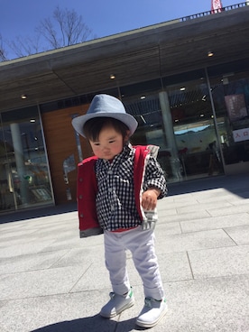 「PETIT BATEAU（プチバトー）のアイテム（ダウンジャケット/コート）」を使った、Eri さん（キッズ・70cm）の春コーディネート
