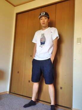 「STUSSY（ステューシー）のTom Tom Rat（Tシャツ/カットソー、ホワイト系）」を使った、KAROROさん（メンズ・176cm）の秋コーディネート