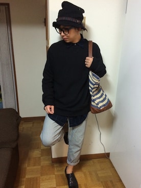「HVC（エイチブイシー）のアイテム（バッグ）」を使った、shingo0504さん（メンズ・164cm）の冬コーディネート