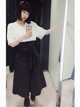 「UNIF」｜「アイテム（スカート）」を使った、yufaさん（レディース・168cm）の夏コーディネート