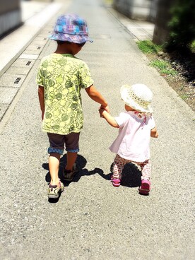 「e.a.B（エーアーベー）のアイテム（トップス）」を使った、あちゅんさん（キッズ・110cm）の夏コーディネート