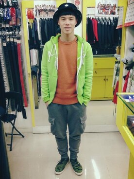 「A&F（エーアンドエフ）のアイテム（スタジャン）」を使った、Littlegreenman さん（メンズ・175cm）の夏コーディネート