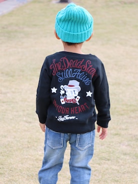 「AZUL by moussy（アズールバイマウジー）のアイテム」を使った、AZULKIDSofficialさん（キッズ・100cm）の冬コーディネート