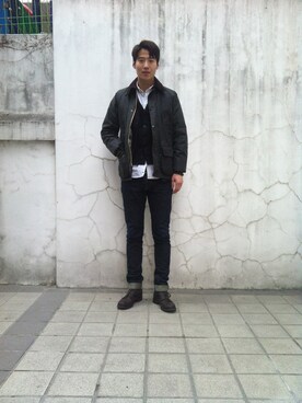 「Modeman X Rogue Territory（デニムパンツ、その他）」を使った、taewonizmさん（メンズ・187cm）の冬コーディネート
