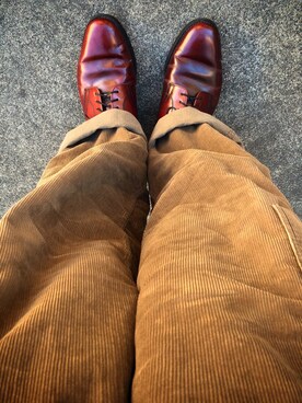 「RRL（ダブル アール エル）のアイテム（その他パンツ、ブラウン系）」を使った、中嶋大介さん（メンズ・168cm）の冬コーディネート