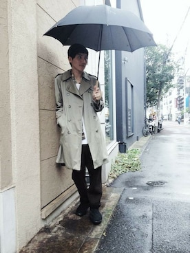 「アイテム（トレンチコート）」を使った、beruf原宿staffさん（メンズ・177cm）の冬コーディネート