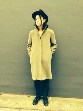 「ツバ広ハット」｜「アイテム（その他アウター）」を使った、beruf原宿staffさん（メンズ・175cm）の冬コーディネート
