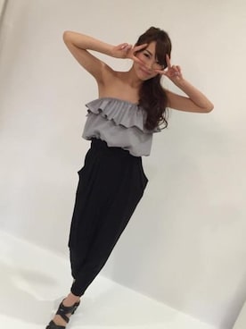 「通販」｜「アイテム（オールインワン・サロペット）」を使った、y u r iさん（レディース・162cm）の春コーディネート