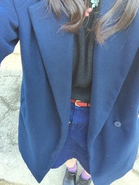「w closet」｜「アイテム（チェスターコート）」を使った、みきてぃさん（レディース・160cm）の冬コーディネート