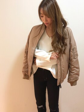 「UNRELISH」｜「アイテム（MA-1）」を使った、yurikoさん（レディース・153cm）の秋コーディネート