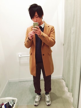 「シャツ×スウェット」｜「アイテム（ジャケット/アウター）」を使った、こーさん（メンズ・175cm）の冬コーディネート