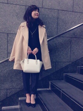 「黒ニット」｜TOMOYOさん（レディース・157cm）の冬コーディネート