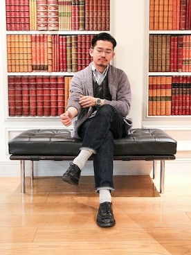 「ショールカラー」｜エノ＿エノモトさん（メンズ・175cm）の春コーディネート