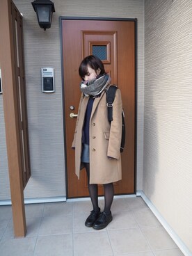 「アイテム（チェスターコート、イエロー系）」を使った、ちー。さん（レディース・150cm）の冬コーディネート