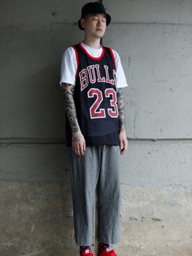「no brand（ノーブランド）のアイテム（セットアップ）」を使った、최송혁さん（メンズ・179cm）の夏コーディネート