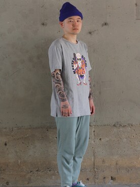 「no brand（ノーブランド）のアイテム（つなぎ/オールインワン）」を使った、최송혁さん（メンズ・179cm）の夏コーディネート