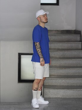 「アイテム（つなぎ/オールインワン、ベージュ系）」を使った、최송혁さん（メンズ・179cm）の夏コーディネート