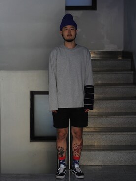 「アイテム（つなぎ/オールインワン、ベージュ系）」を使った、최송혁さん（メンズ・179cm）の夏コーディネート
