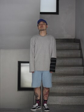 「アイテム（つなぎ/オールインワン、ベージュ系）」を使った、최송혁さん（メンズ・179cm）の秋コーディネート