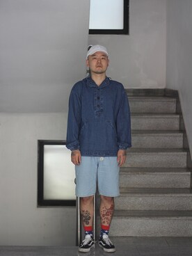 「アイテム（つなぎ/オールインワン、ベージュ系）」を使った、최송혁さん（メンズ・179cm）の秋コーディネート