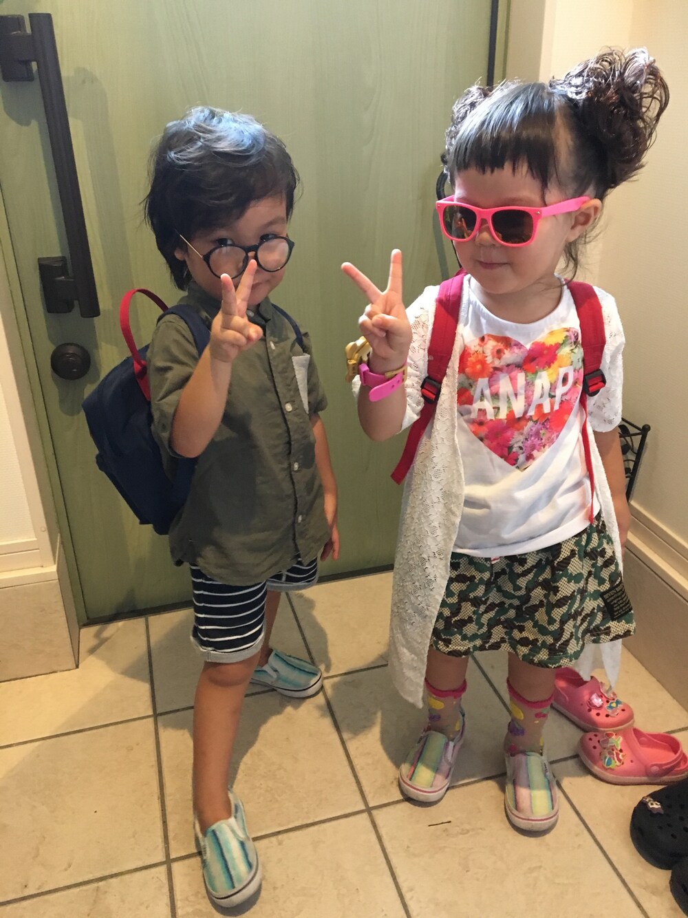 「ANAP kidsのアイテム（タンクトップ、ホワイト系）」を使った、にい★けいさん（レディース・153cm）の秋コーディネートの1枚目の写真