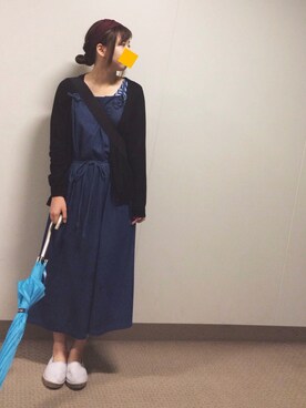 「エプロンワンピース」｜「アイテム（オールインワン・サロペット）」を使った、zzzさん（レディース・157cm）の夏コーディネート