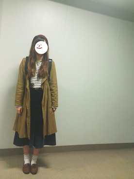 「シャツイン」｜「アイテム（ステンカラーコート）」を使った、zzzさん（レディース・157cm）の秋コーディネート