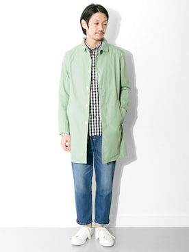 「バレンタインデートスタイル」｜「アイテム（ステンカラーコート）」を使った、Taniさん（メンズ・172cm）の冬コーディネート