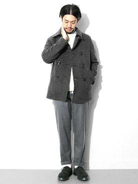 「tricker's」｜「アイテム（ピーコート）」を使った、Taniさん（メンズ・172cm）の冬コーディネート