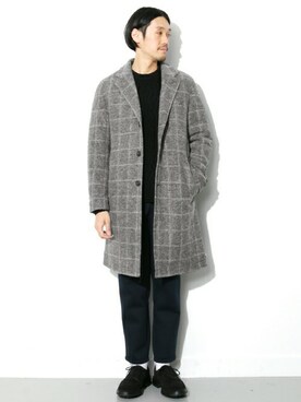 「tricker's」｜「アイテム（チェスターコート）」を使った、Taniさん（メンズ・172cm）の冬コーディネート