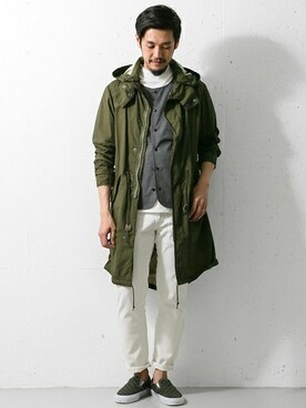 「URBAN RESEARCH DOORS」｜「アイテム（モッズコート）」を使った、Taniさん（メンズ・172cm）の春コーディネート