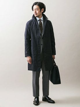 「オフィススタイル」｜「アイテム（ステンカラーコート）」を使った、Taniさん（メンズ・172cm）の秋コーディネート