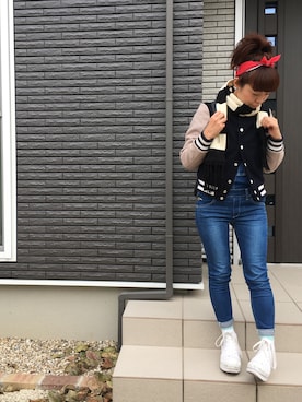 「Lee（リー）のアイテム（スタジャン）」を使った、ｎａｎａさん（レディース・153cm）の秋コーディネート