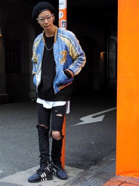 「Bape」｜「アイテム（その他アウター）」を使った、YU-KI TAKENAKAさん（メンズ・175cm）の冬コーディネート