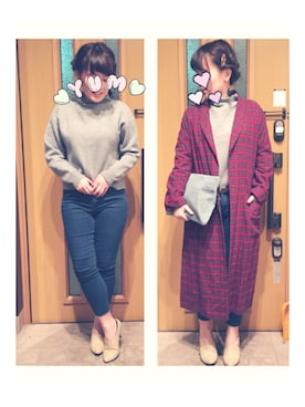 「切りっぱなし」｜「アイテム（その他）」を使った、ぴょん。さん（レディース・155cm）の冬コーディネート