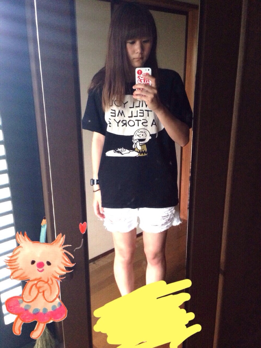 「UNIQLOのアイテム（Tシャツ/カットソー、ブラック系）」を使った、mihoさん（レディース・165cm）の夏コーディネートの1枚目の写真